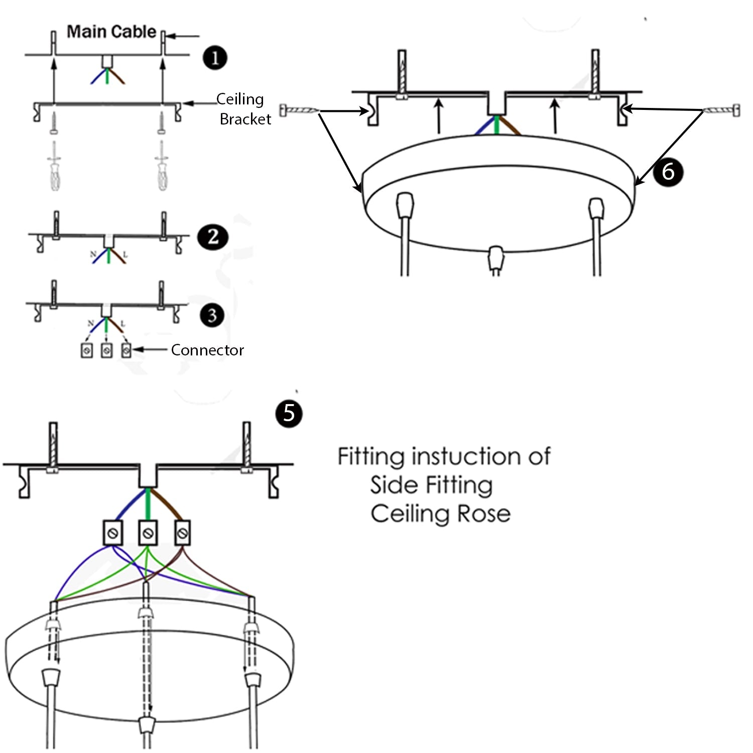 Modern rectangle Round 3 Way Ceiling Pendant Cluster Light Fitting Cage Style Light UK~2140-16