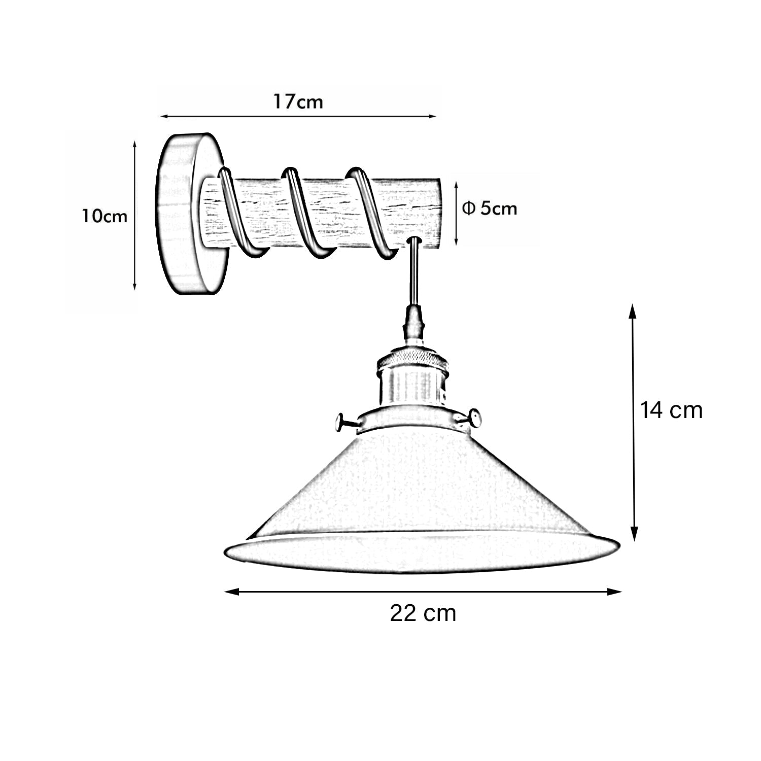 Modern Combined Solid Wooden Arm Chandelier Lighting With Grey Cone Shaped Metal Shade wall sconce~3472-1