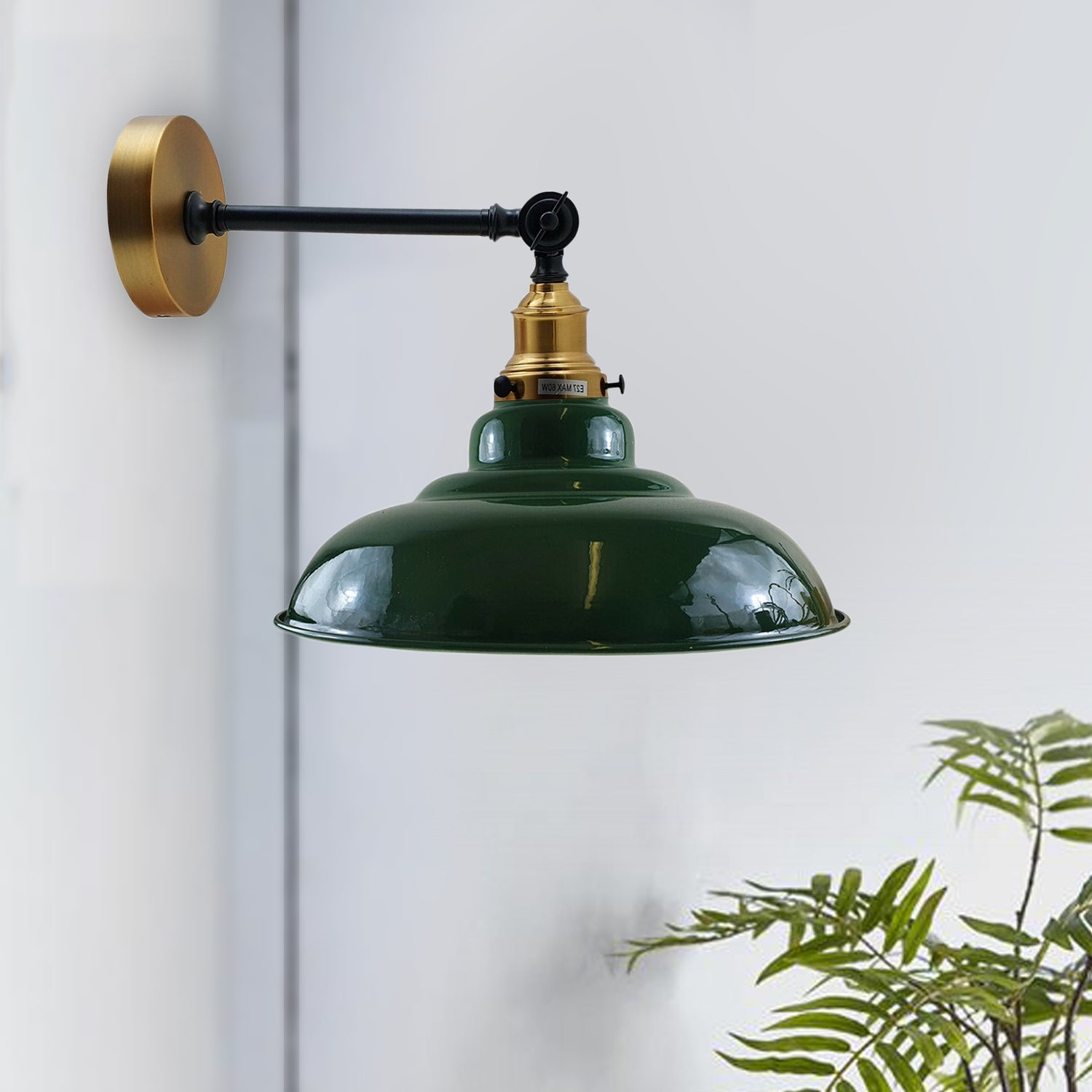 Green Shade With Adjustable Curvy Swing Arm Wall Light Fixture Loft Style Industrial Wall Sconce~3465-0