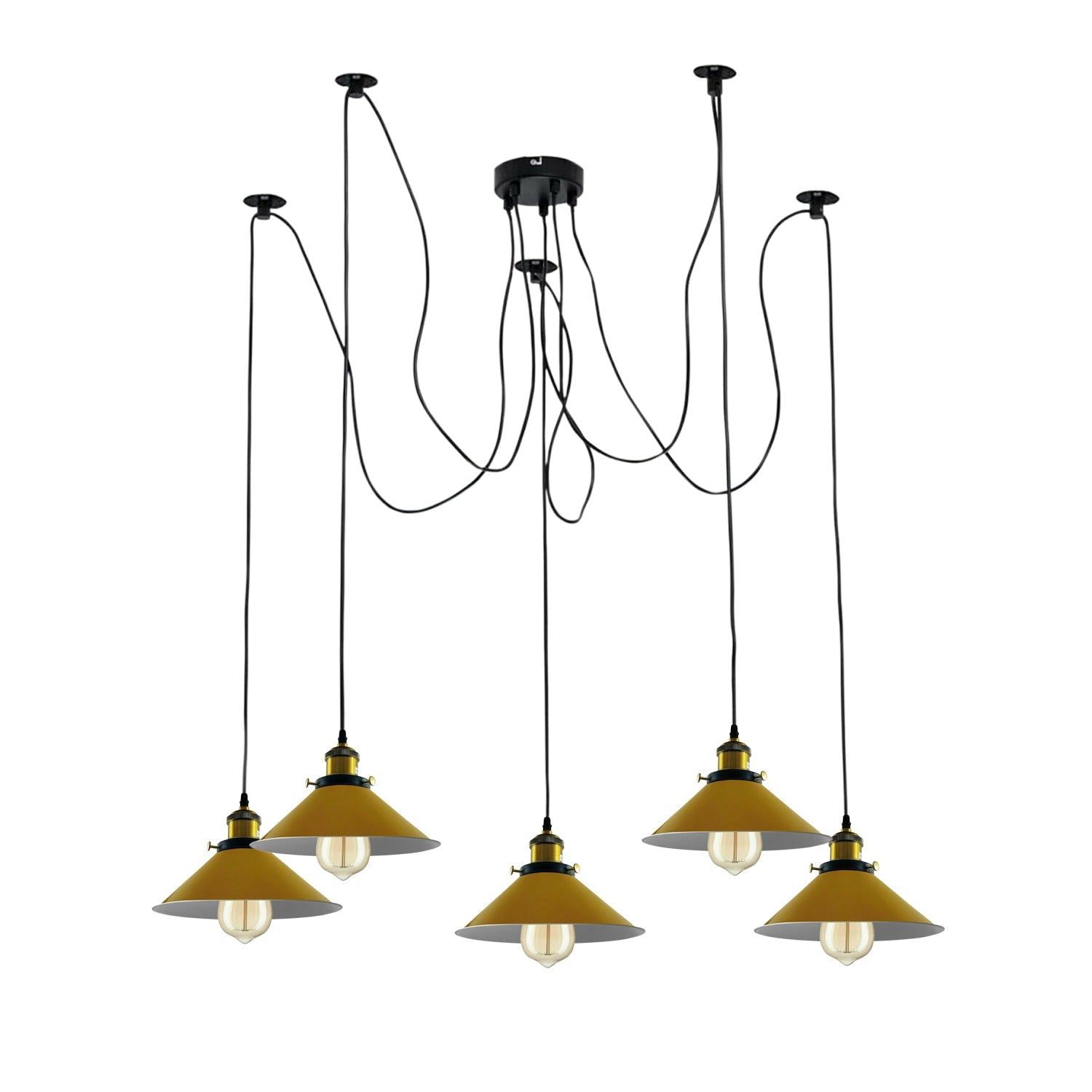 Modern large spider Braided Pendant lamp 5heads Clusters of Hanging Yellow Cone Shades Ceiling Lamp Lighting~3435-1