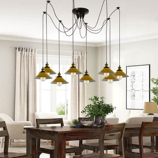 Modern large spider Braided Pendant lamp 8heads Clusters of Hanging Yellow Cone Shades Ceiling Lamp Lighting~3437-0