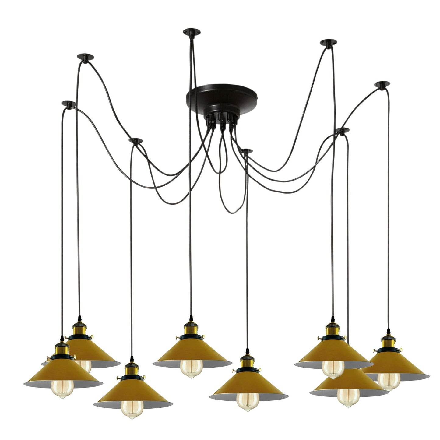 Modern large spider Braided Pendant lamp 8heads Clusters of Hanging Yellow Cone Shades Ceiling Lamp Lighting~3437-1