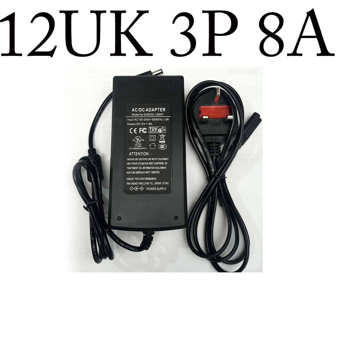 Universal Power Adapters AC 100-240V to DC 12V Power Adapter, UK Plug Cord Switching Power Supply~4090-1