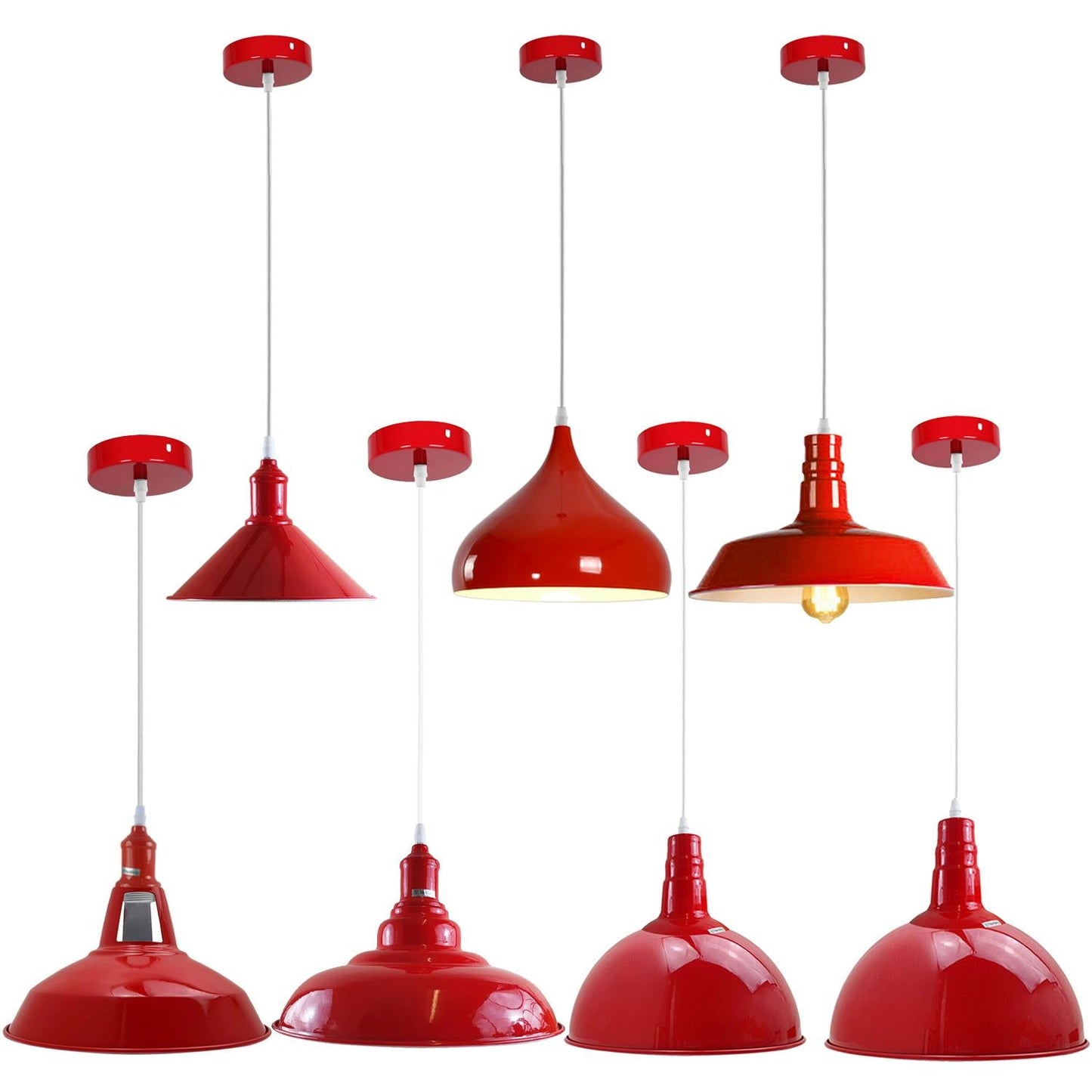 Modern Red Lighting Pendant Shade Metal Retro Bedroom Kitchen Modern Light Style Home~1435-31