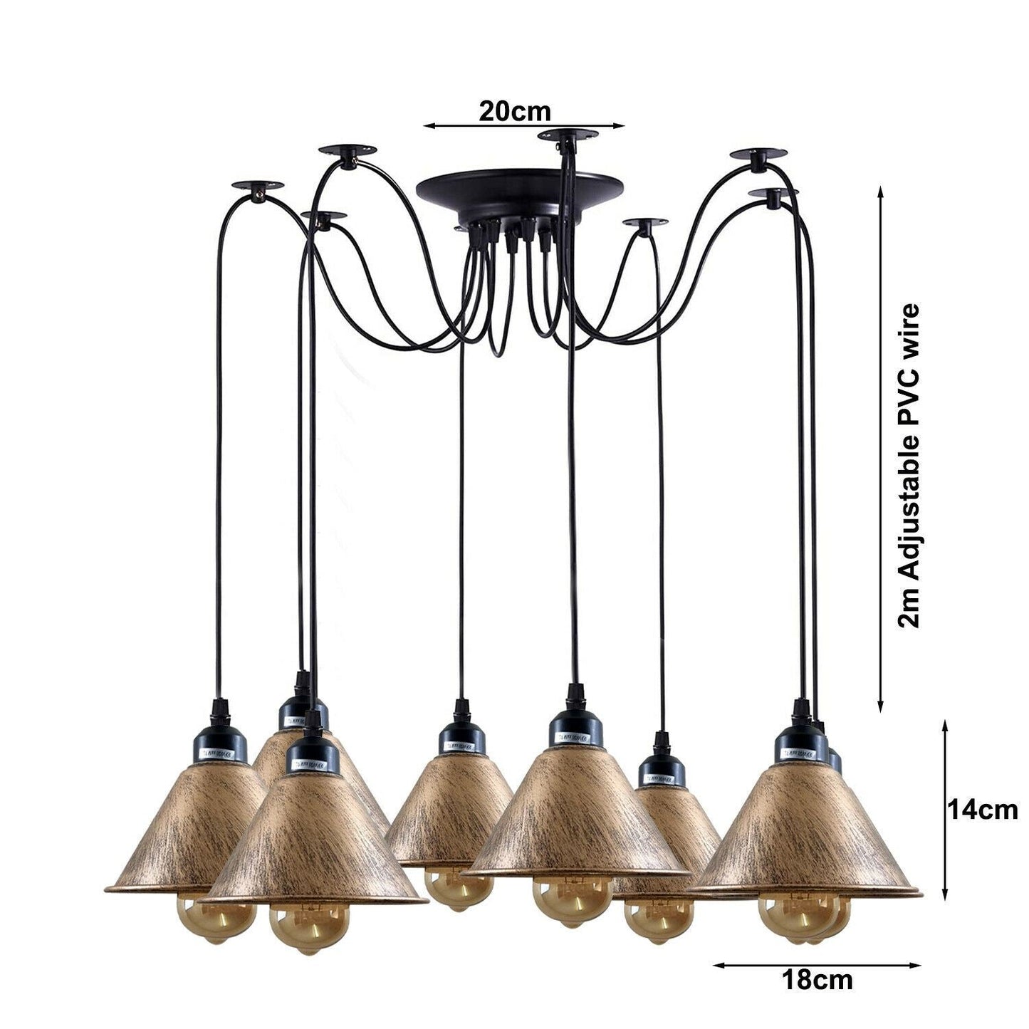 Industrial Retro Modern 8Way Vintage Loft Spider Ceiling Pendant Light~1131-6