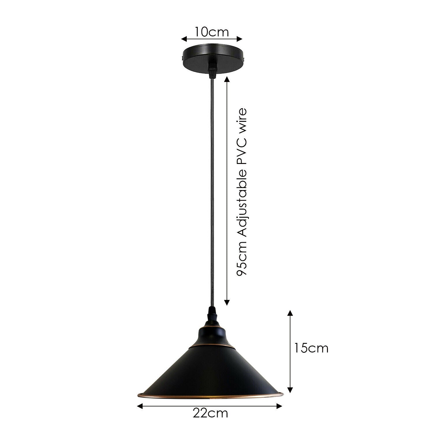 Industrial Vintage Ratio single head Round Black cone Ceiling Pendent lights E27 Holder Chandelier~3709-3