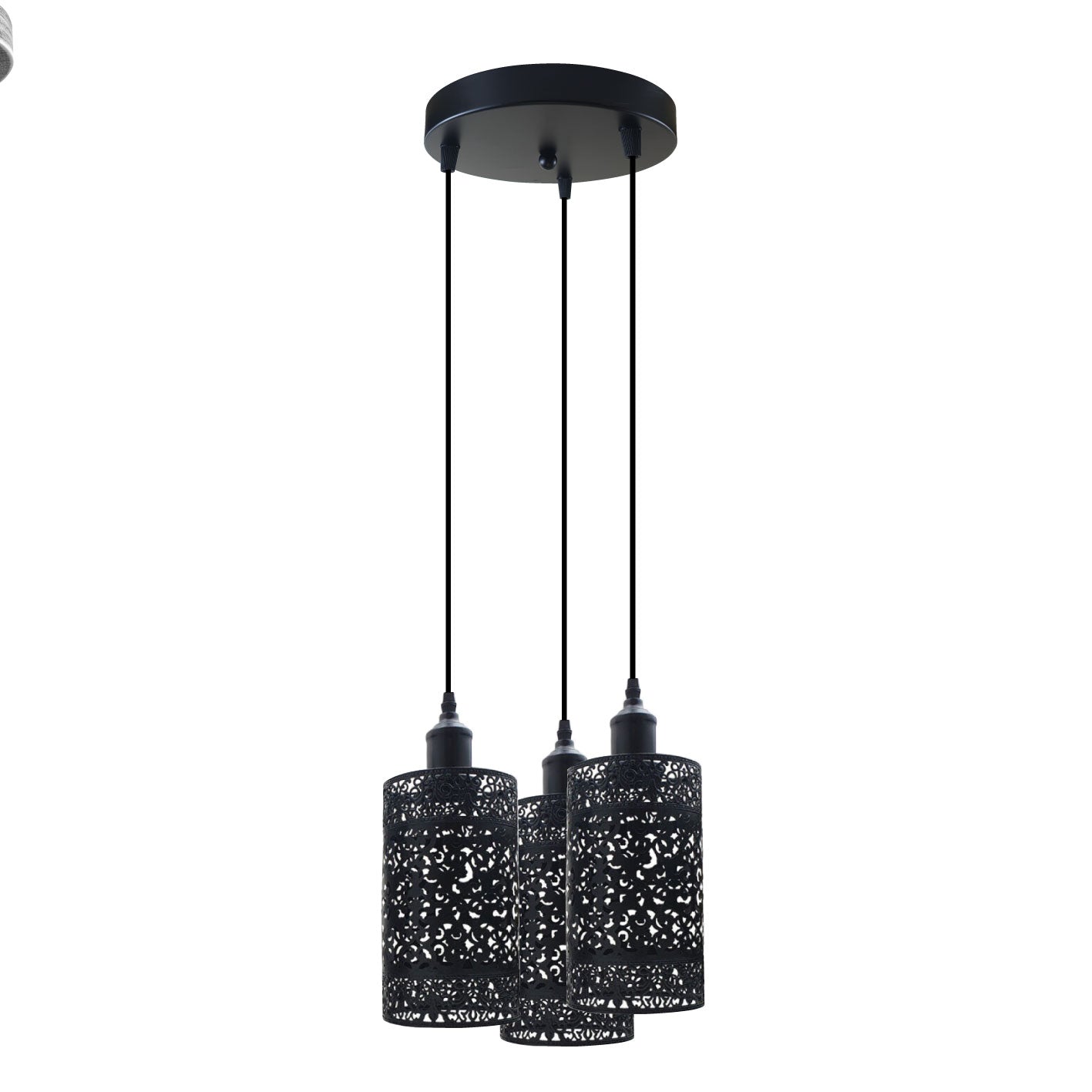 Industrial Vintage Retro 3 way pendant Round ceiling e27 base Black Metal Lamp~3925-1