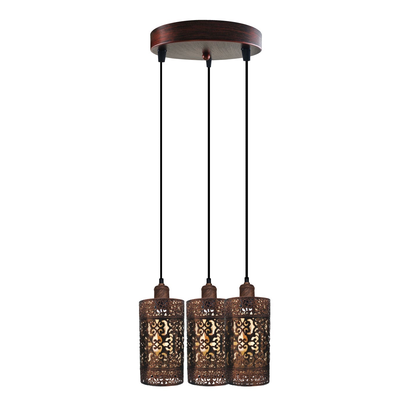 Industrial Vintage Retro 3 way pendant Round ceiling e27 base Rustic Red Metal Lamp~3921-20