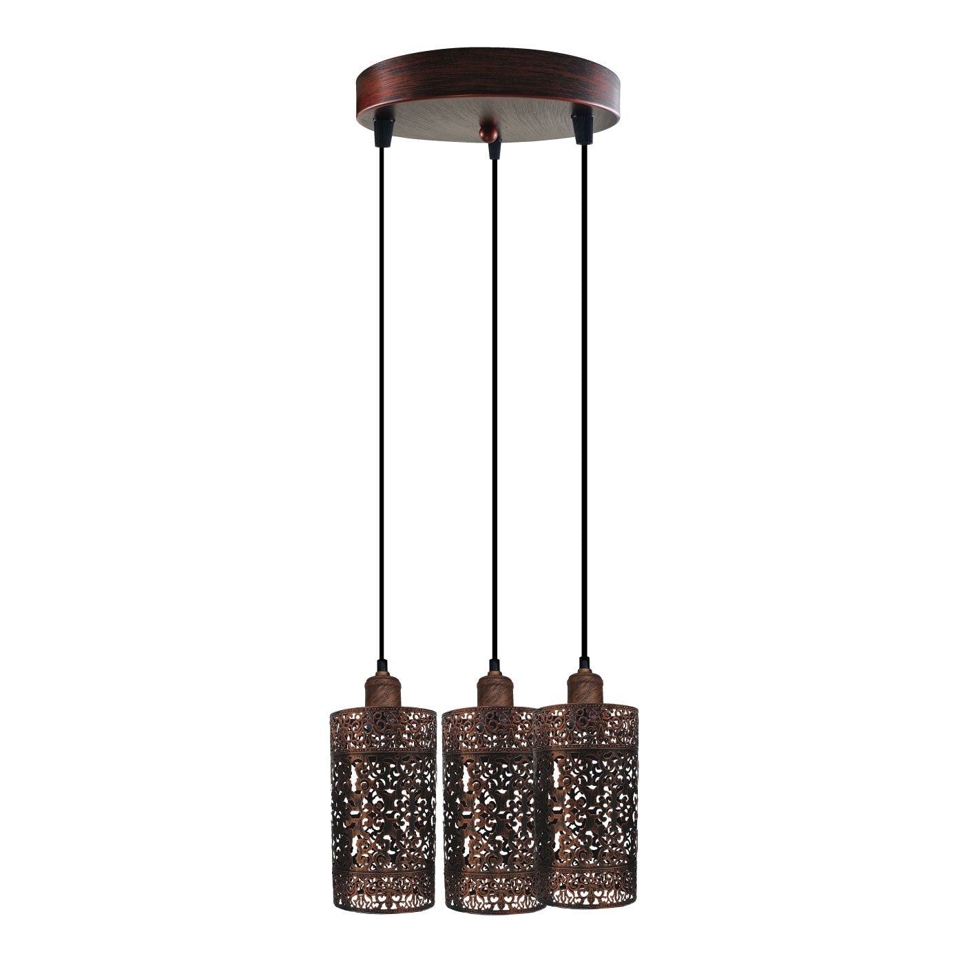 Industrial Vintage Retro 3 way pendant Round ceiling e27 base Rustic Red Metal Lamp~3921-1