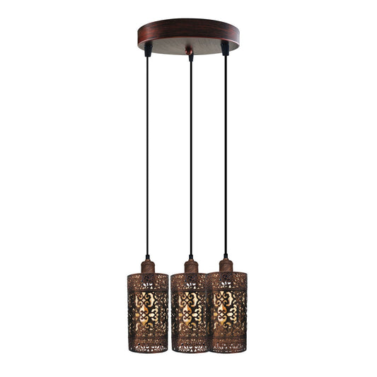 Industrial Vintage Retro 3 way pendant Round ceiling e27 base Rustic Red Metal Lamp~3921-0