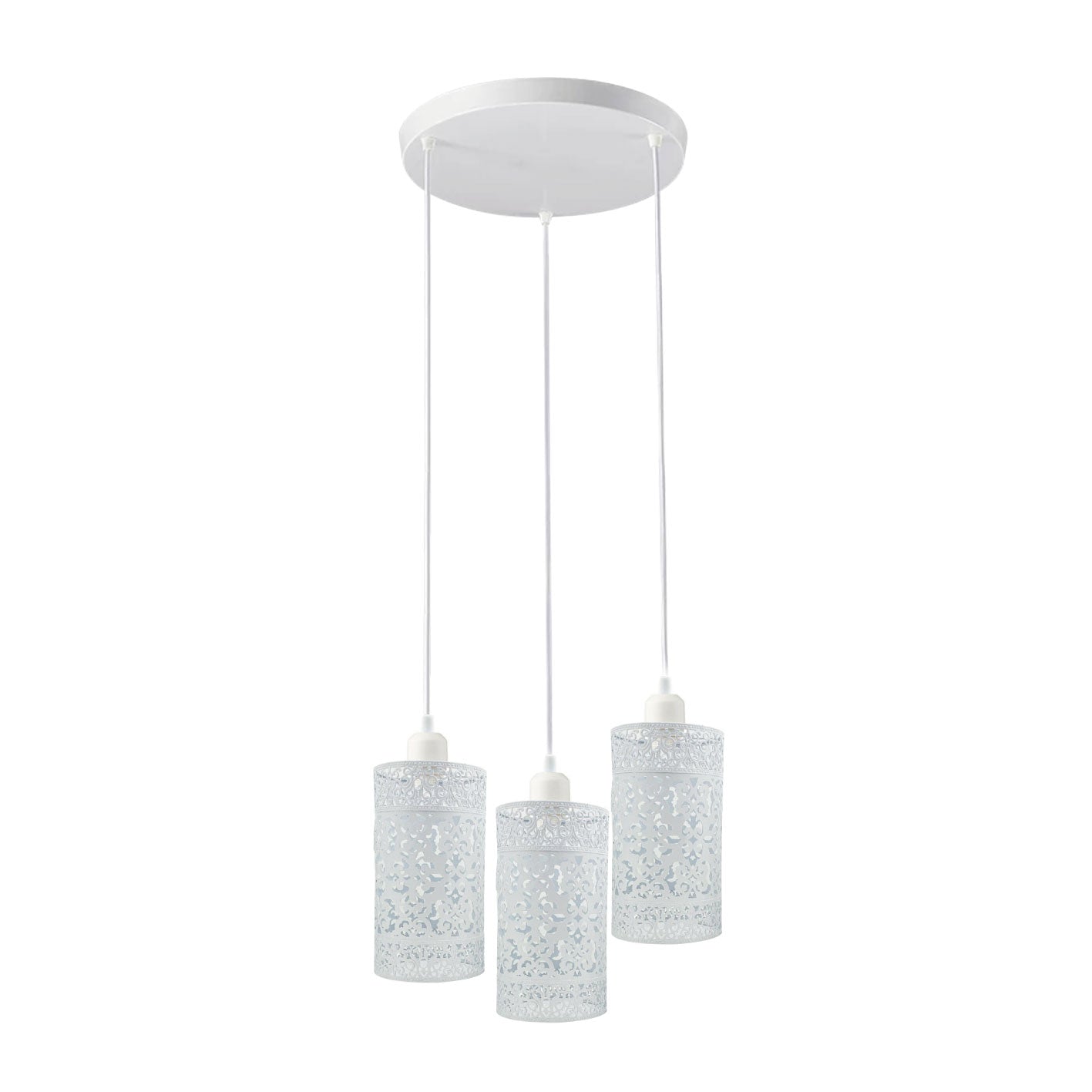 Industrial Vintage Retro 3 way pendant Round ceiling e27 base White Metal Lamp~3920-1