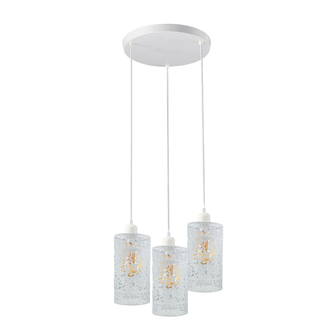 Industrial Vintage Retro 3 way pendant Round ceiling e27 base White Metal Lamp~3920-0