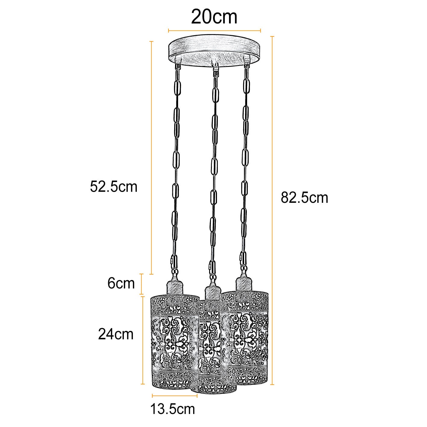 Industrial Vintage Retro light 3-way Round ceiling pendant e27 base Brushed Brass cage~3937-4