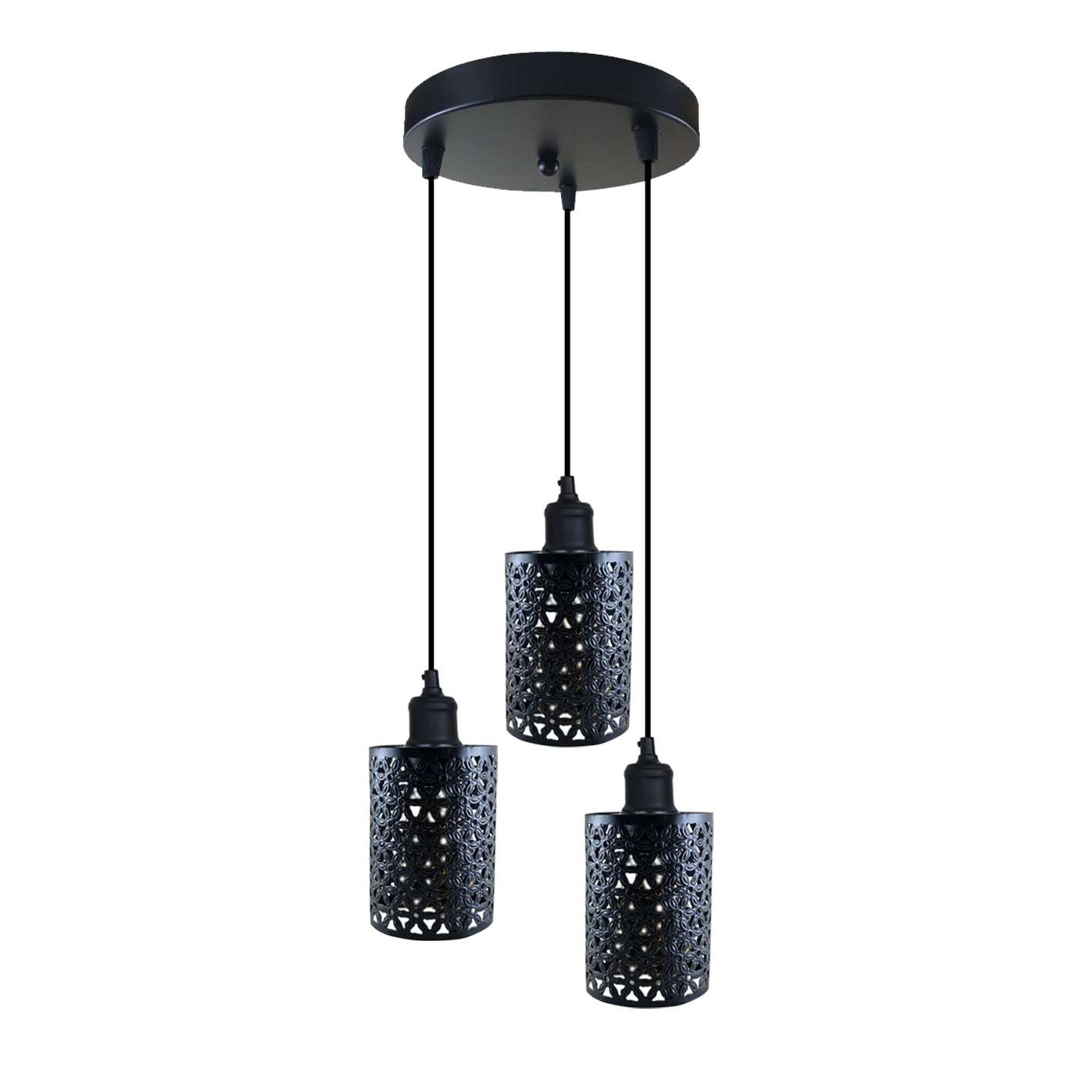 Industrial Retro pendant light 3 way Round ceiling base brushed finished Metal Ceiling Lamp Shade ~3951-1