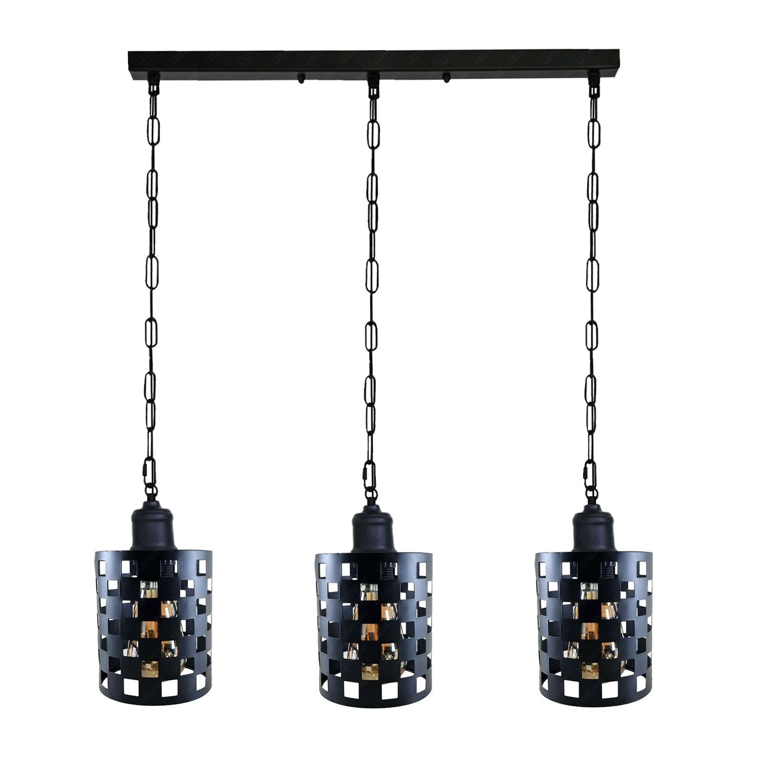 Industrial Vintage Retro Drum Cylinder shape Black Metal Ceiling 3 way rectangle Pendant cage Lights E27~3998-0