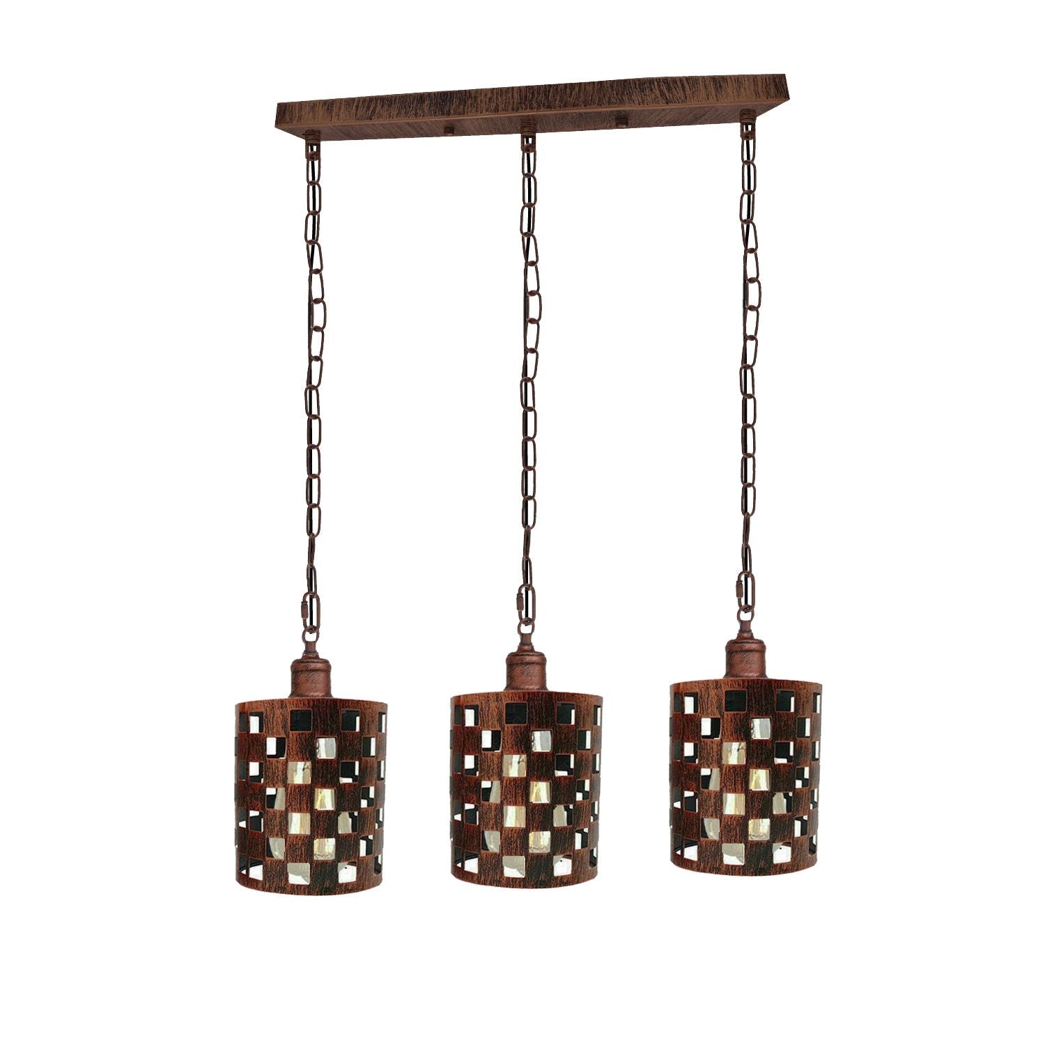 Industrial Vintage Retro Drum Cylinder shape Rustic Red Metal Ceiling 3 way rectangle Pendant cage Lights E27~3994-0