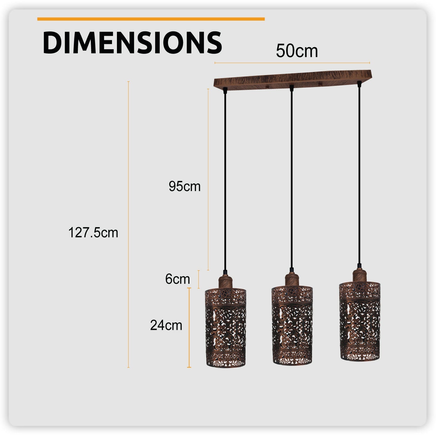 Industrial vintage Retro pendant light 3 way Rectangle Drum Cylinder Rustic Red ceiling base brushed finished~4019-16