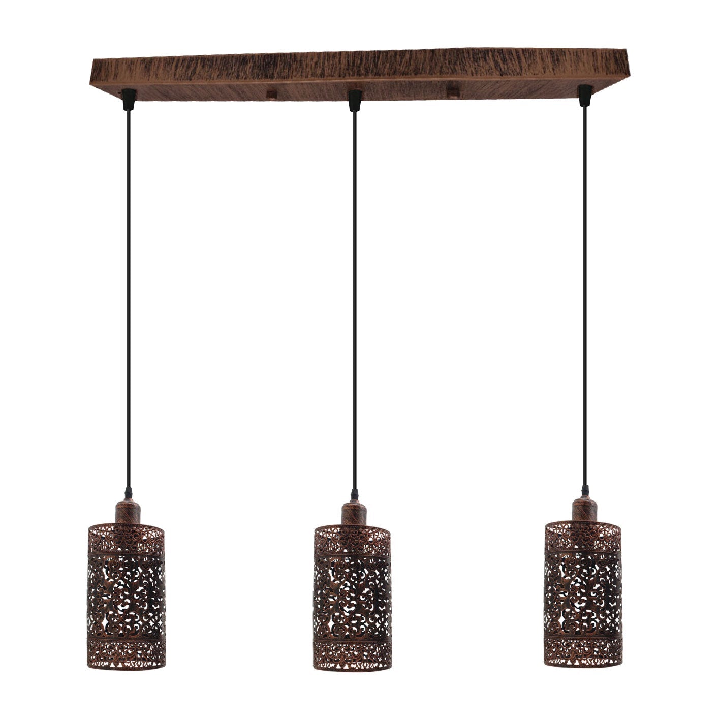 Industrial vintage Retro pendant light 3 way Rectangle Drum Cylinder Rustic Red ceiling base brushed finished~4019-1