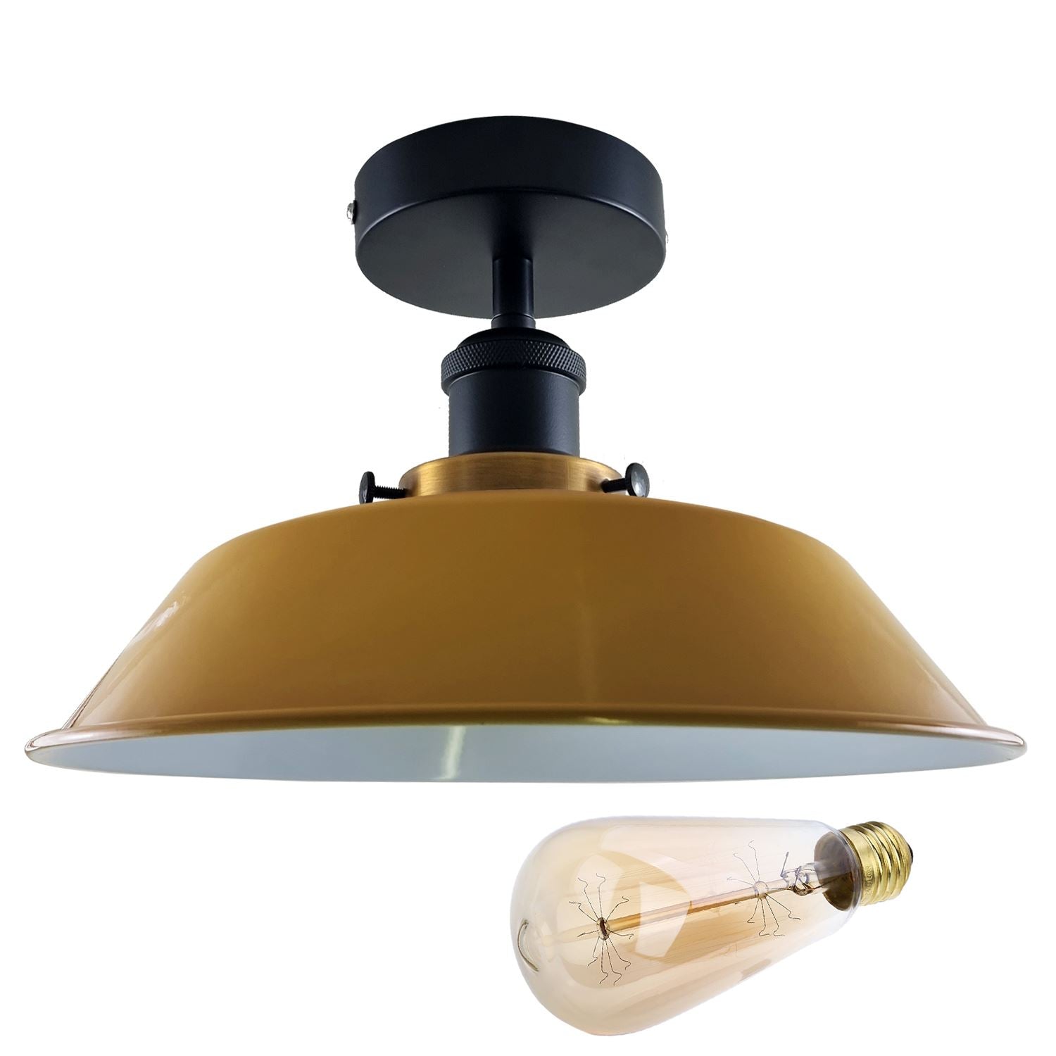 Modern Industrial Ceiling Light Fitting Flush Mount Light Metal Shade~1228-7