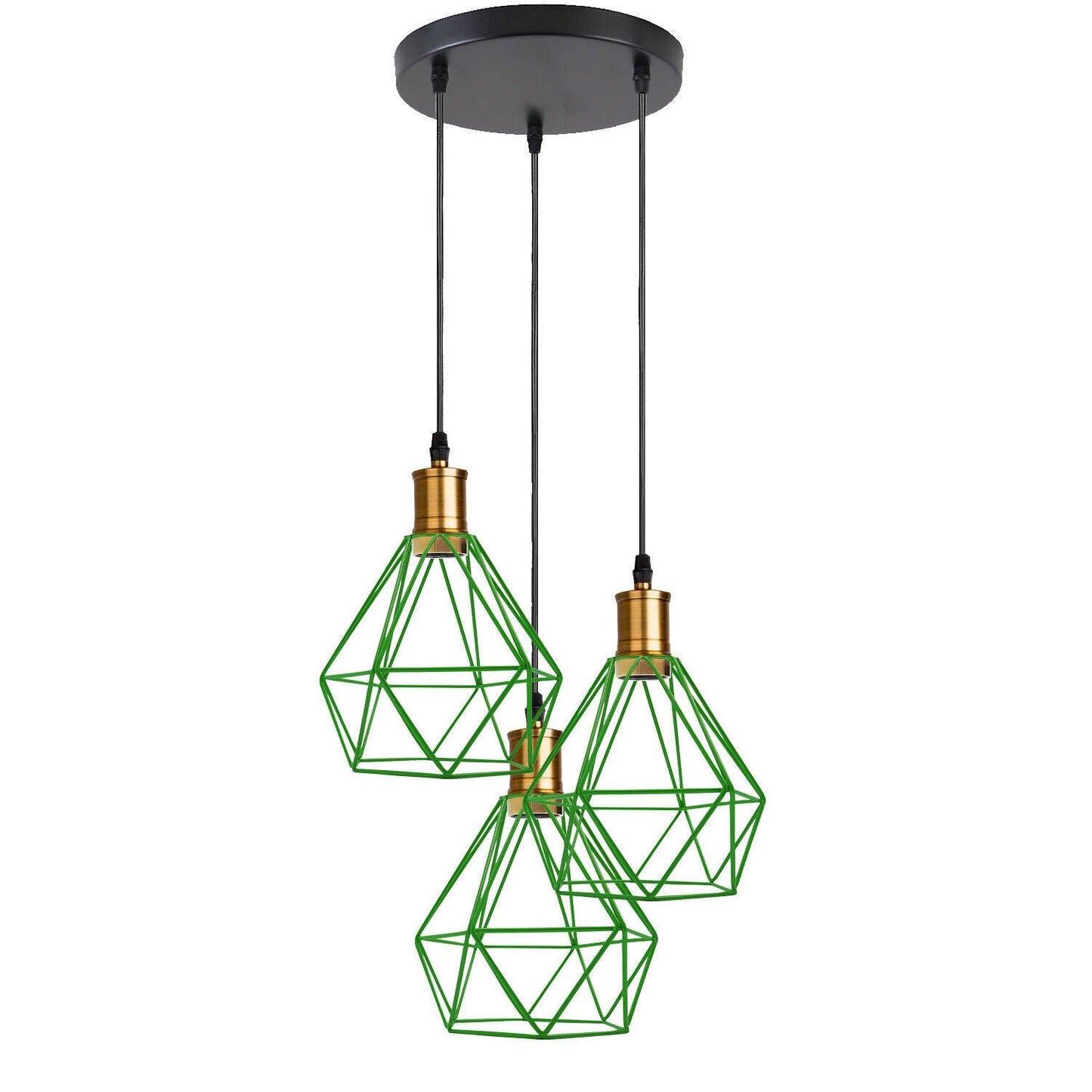 Industrial Retro style 3-Light Pendant lights Adjustable Cord with Diamond Metal Cages~1255-12