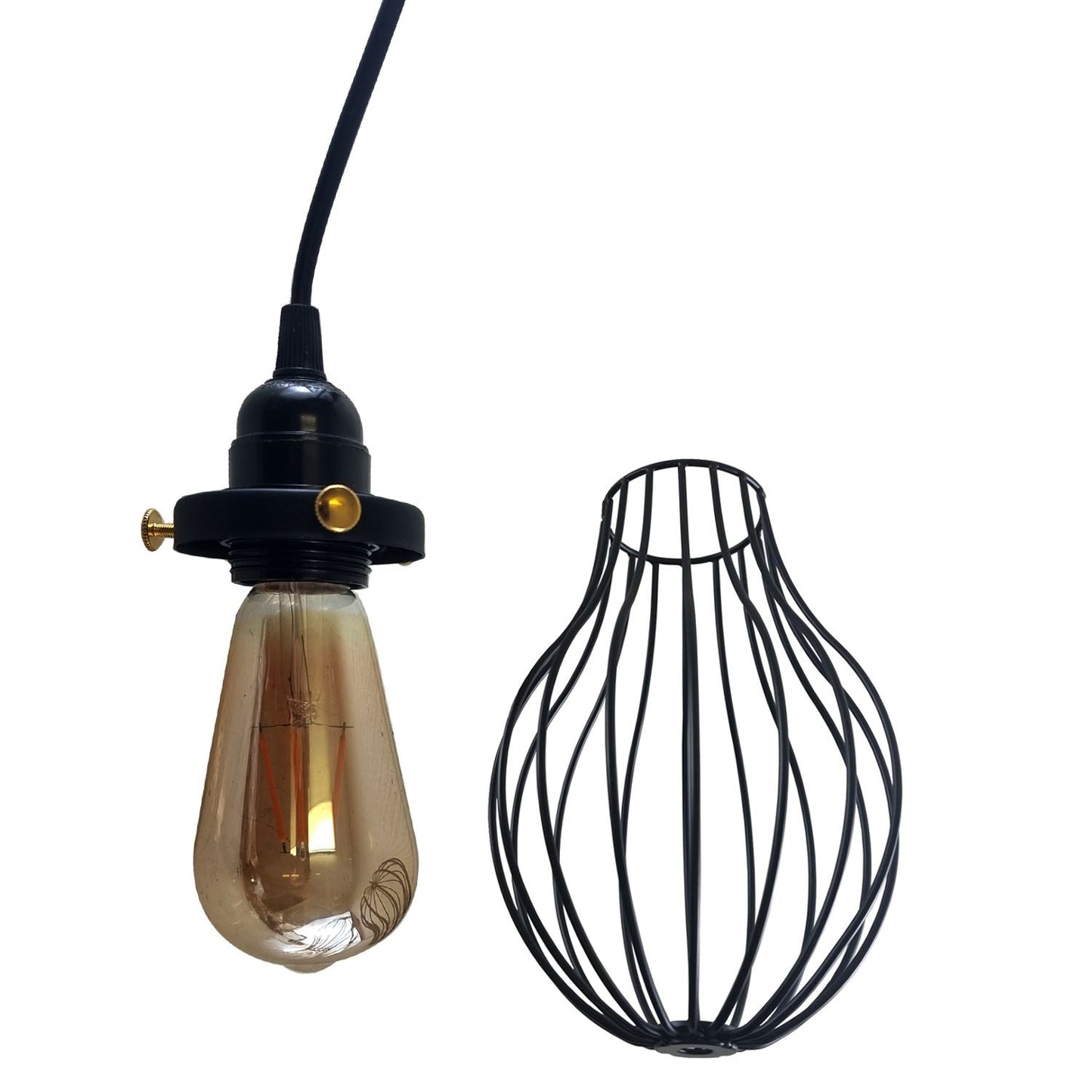 Retro Industrial Black Indoor Hanging Adjustable Pendant Light Big Vase Cage Ceiling Chandelier~3398-18