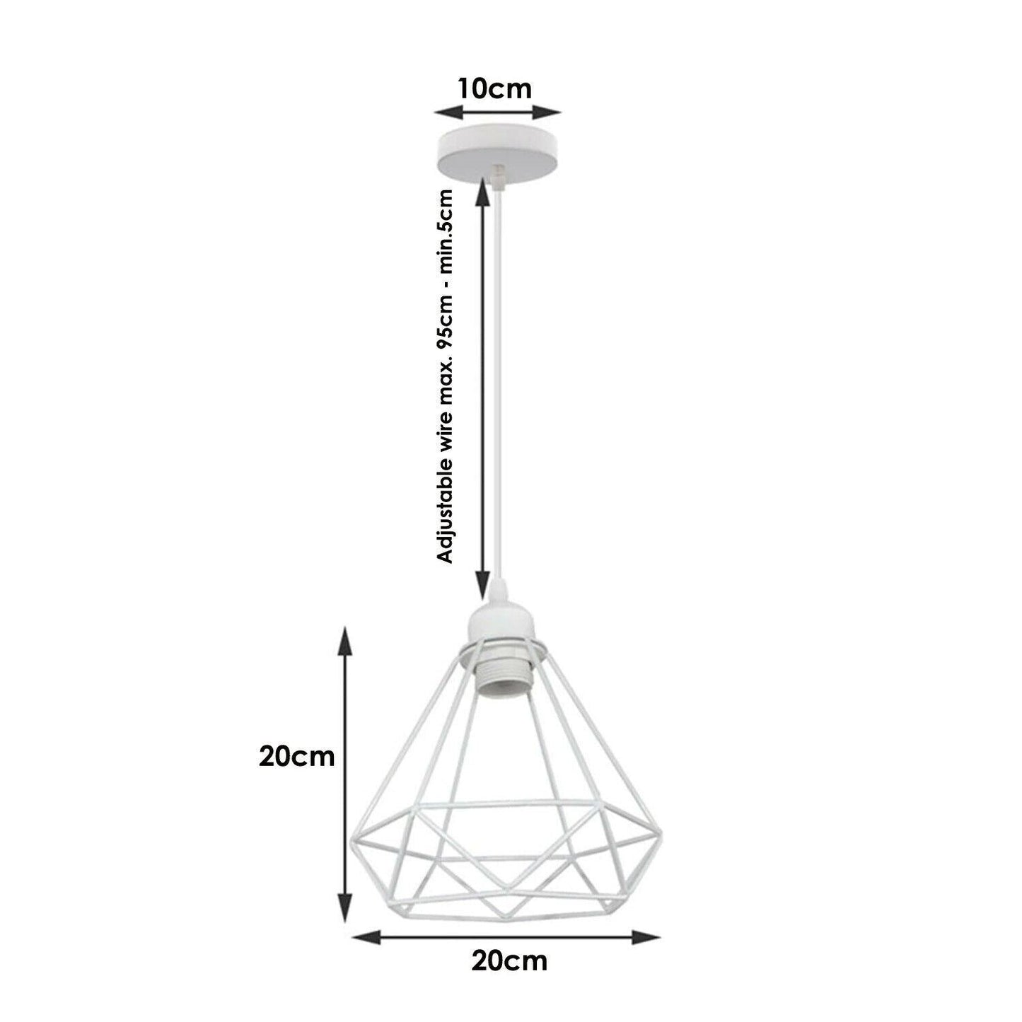 Retro Industrial White Diamond Cage Ceiling Pendant Light Hanging Indoor Lighting ~1182-10