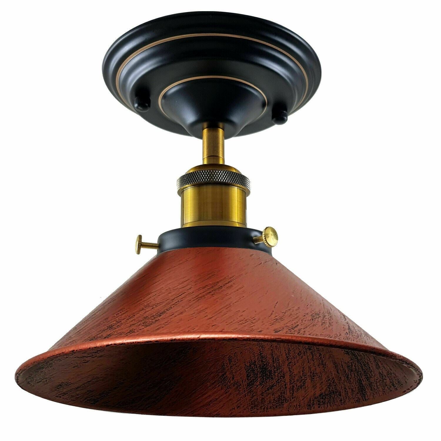 Vintage Industrial Retro Metal Indoor Ceiling Light Flush Mount Retro Cone Shade Lamp UK~1229-9