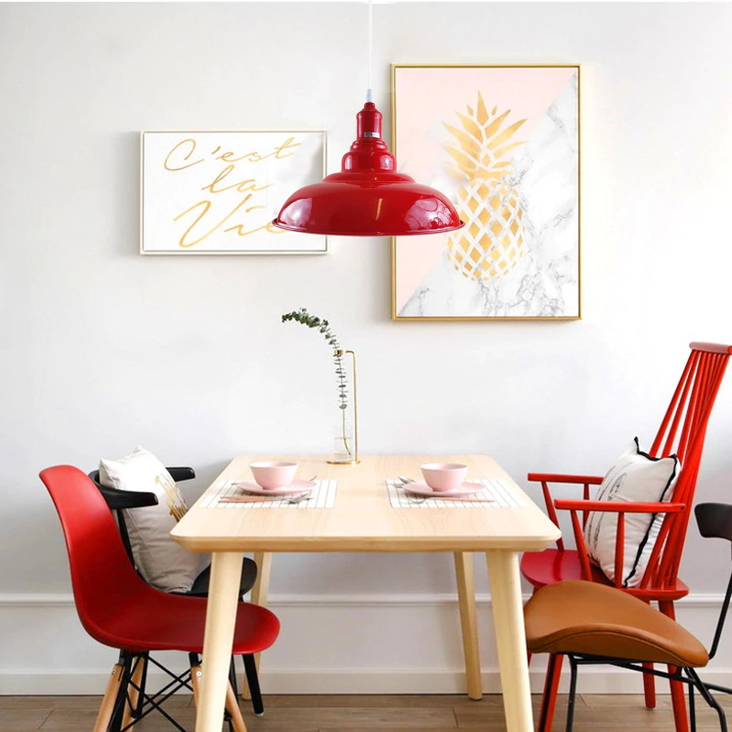 Modern Red Lighting Pendant Shade Metal Retro Bedroom Kitchen Modern Light Style Home~1435-43