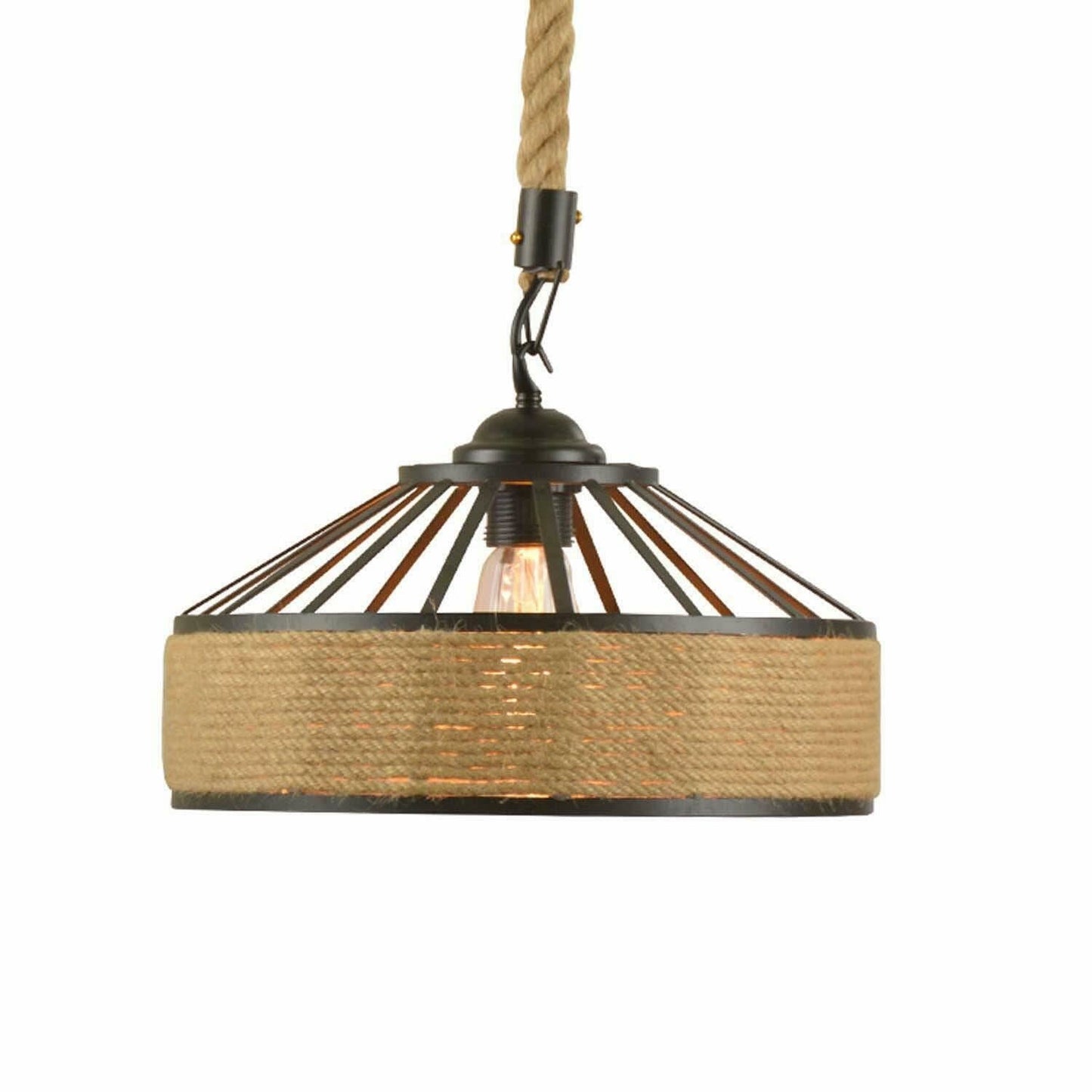 Retro Industrial Vintage Loft Hemp Rope Pendant Ceiling Light Lamp~1132-4