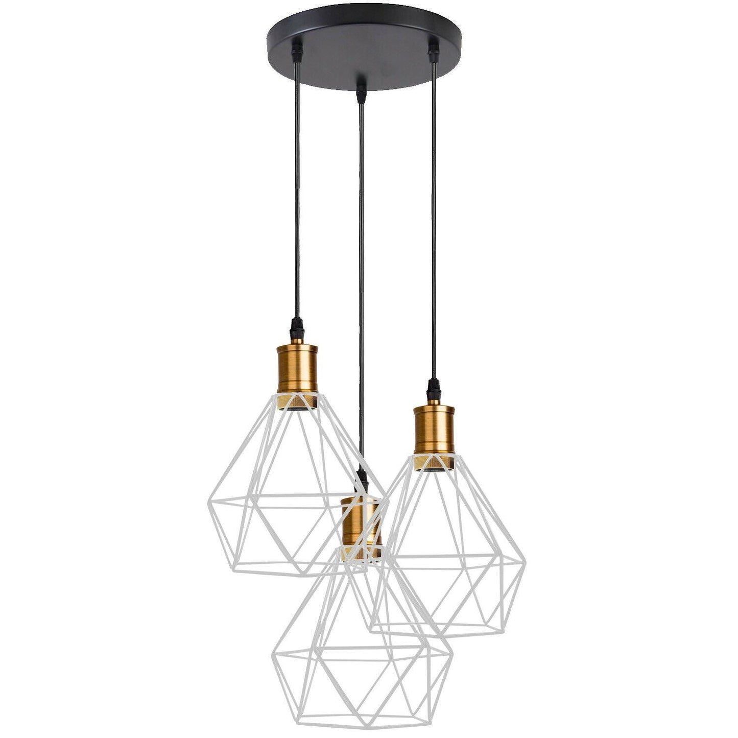 Industrial Retro style 3-Light Pendant lights Adjustable Cord with Diamond Metal Cages~1255-8