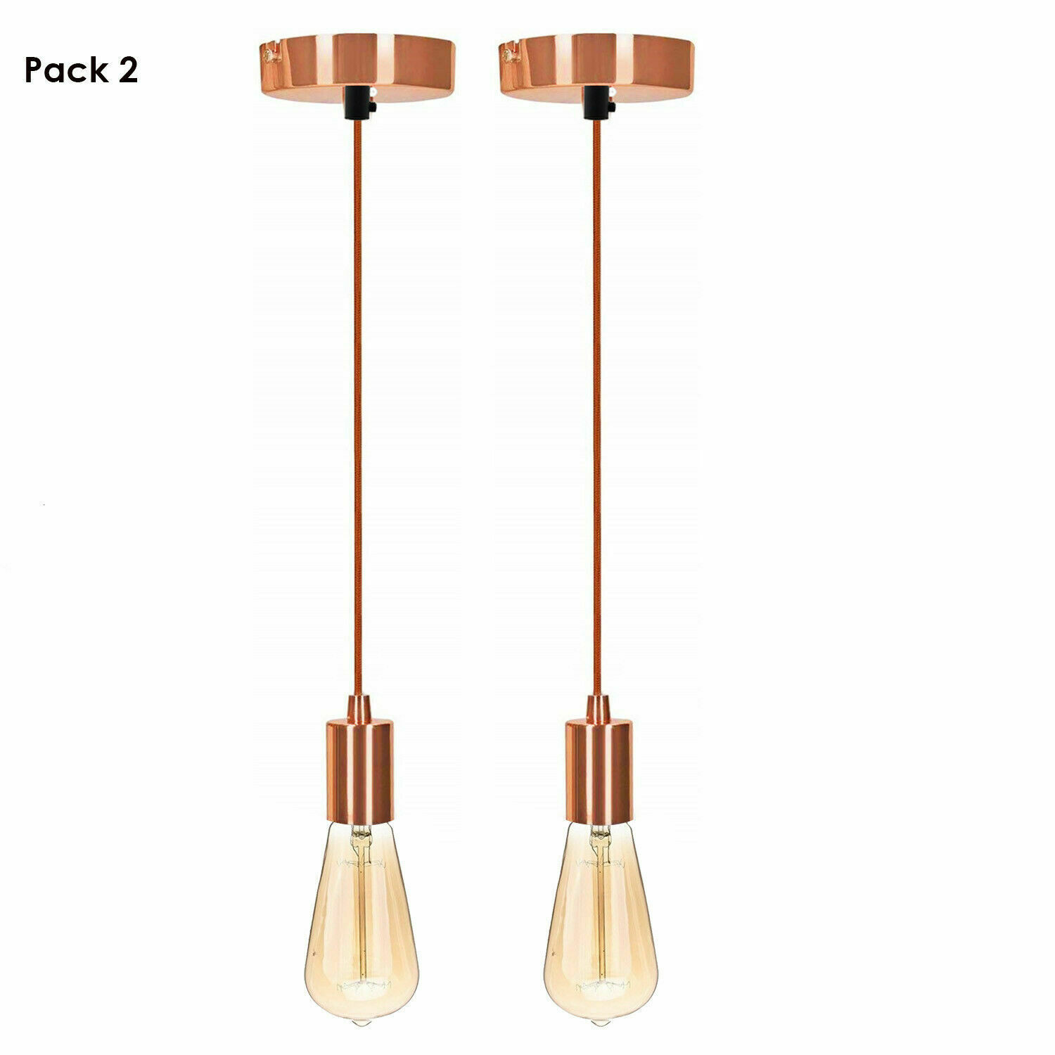 Suspended Ceiling Rose Braided Fabric Flex Rose Gold Pendant Lamp Holder Light Fitting Lighting~1252-2