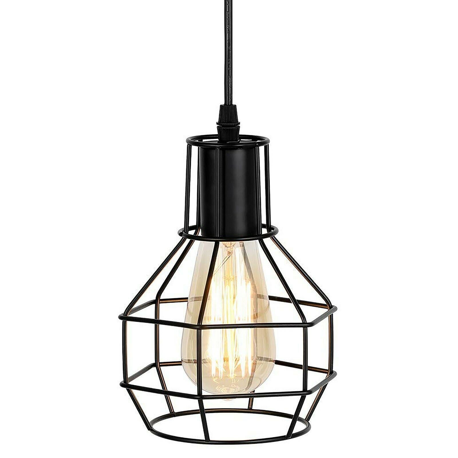 Retro Industrial Black Metal Nest Cage Ceiling 8 way Pendant Hanging Light Chandelier Indoor Lighting For Bar, Bedroom, Dining Room, Living Room~1180-7