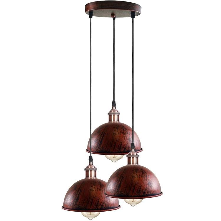 Industrial Vintage Loft Bar Chandelier 3 Way Pendant Light Fittings Metal Shade,Hanging Cluster Ceiling 3 Lights Fixture~1263-2