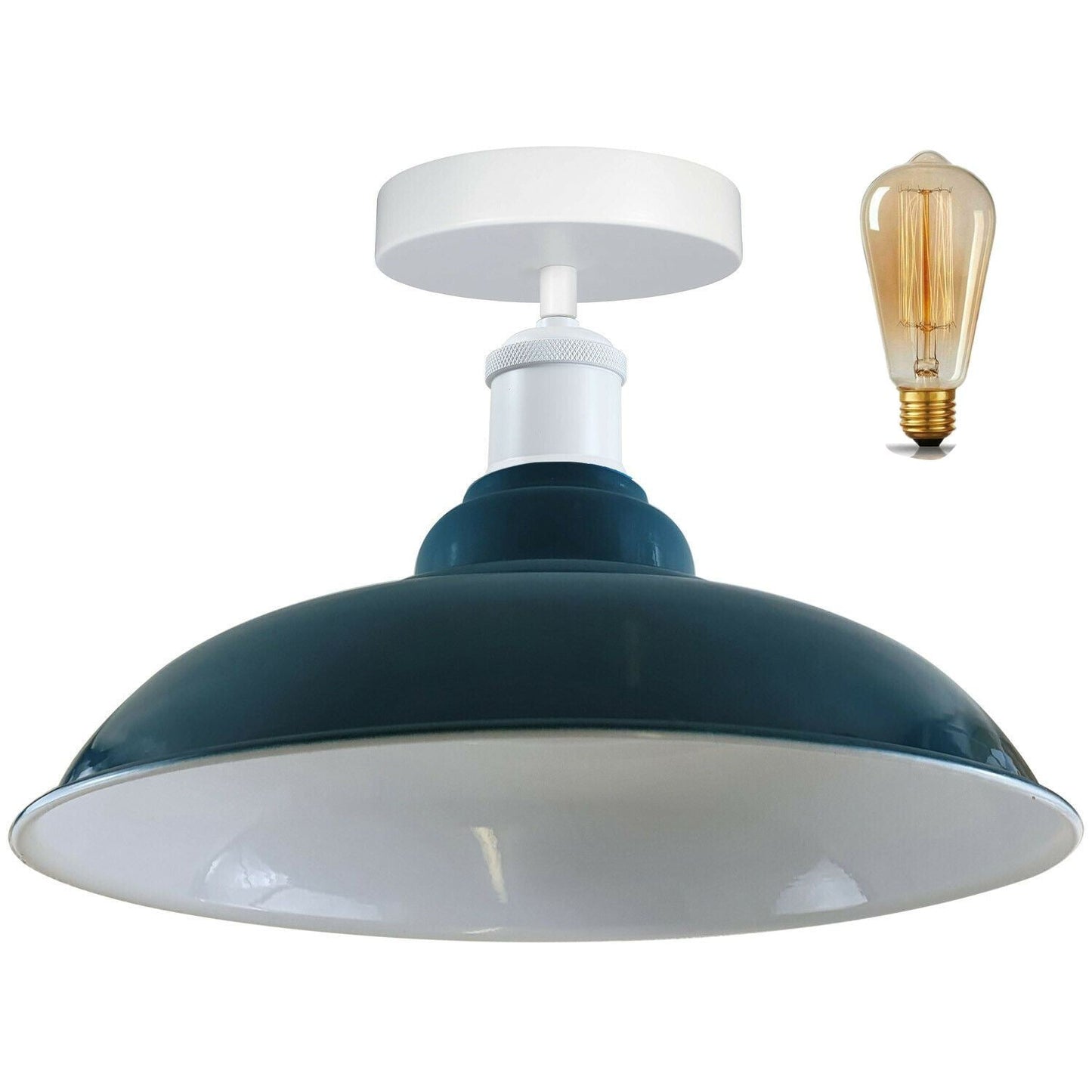 Modern Industrial Style Ceiling Light Fittings Metal Flush Mount Bowl Shape Shade Indoor Lighting, E27 Base~1192-15