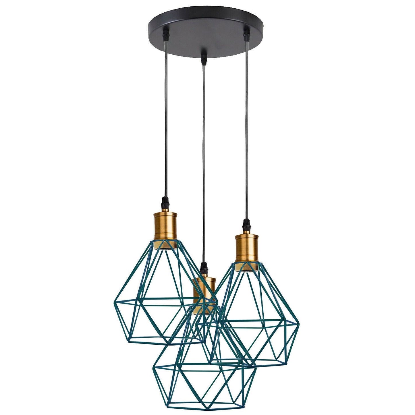 Industrial Retro style 3-Light Pendant lights Adjustable Cord with Diamond Metal Cages~1255-2