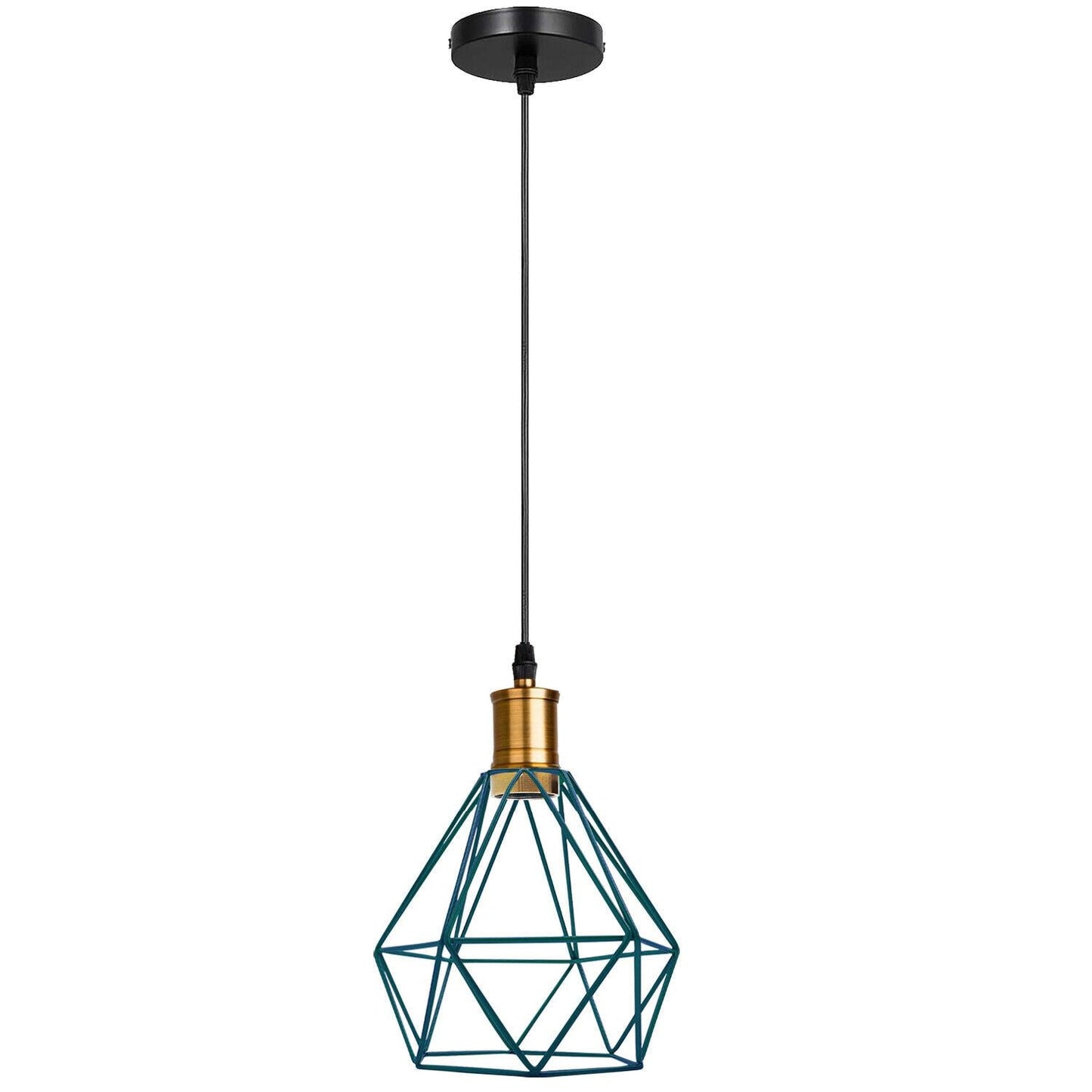 Modern Vintage Diamond Cage Ceiling Pendant Light Fitting Geometric Wire Cage Style Hanging Indoor Lights with 95cm Adjustable Wire~1266-8