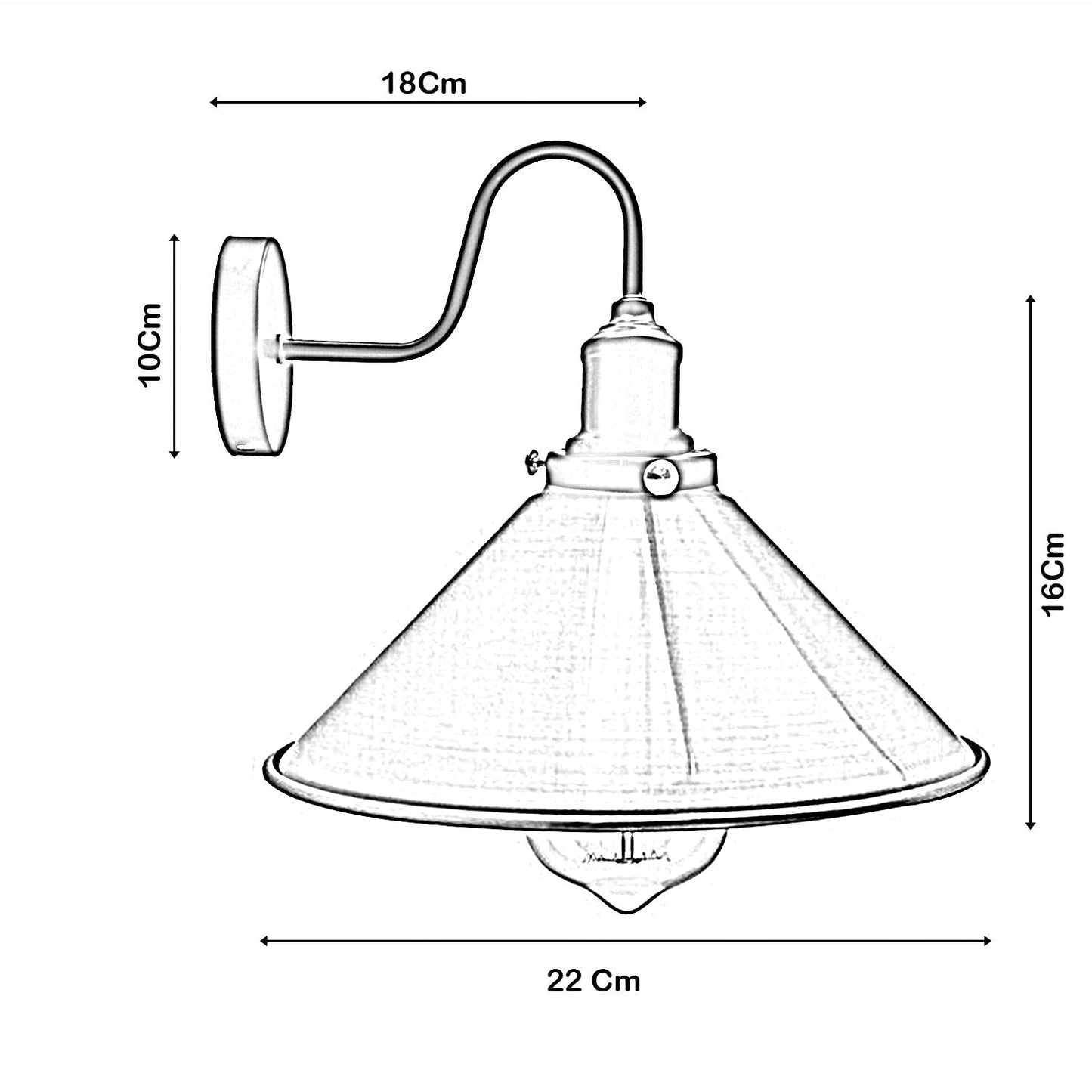 Vintage Industrial Metal Cone Shade Lighting Indoor Wall Sconce Light Fittings~3389-20