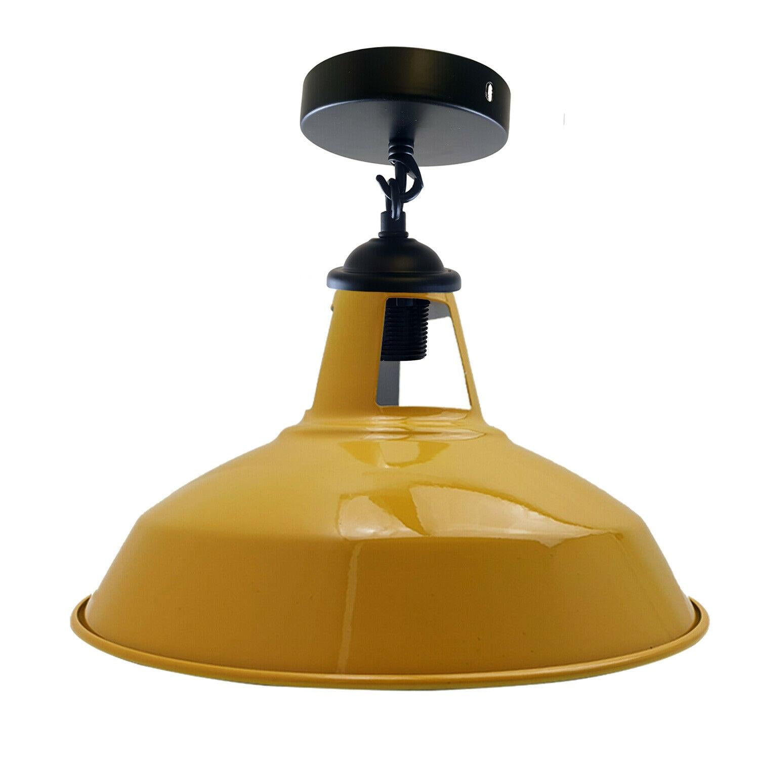 Colour Industrial Metal Ceiling Plate Light Holder & Retro Pendant Lamp Shade~1412-5