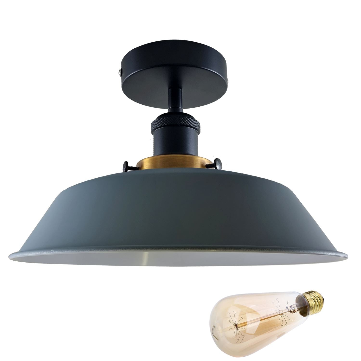 Modern Industrial Ceiling Light Fitting Flush Mount Light Metal Shade~1228-5