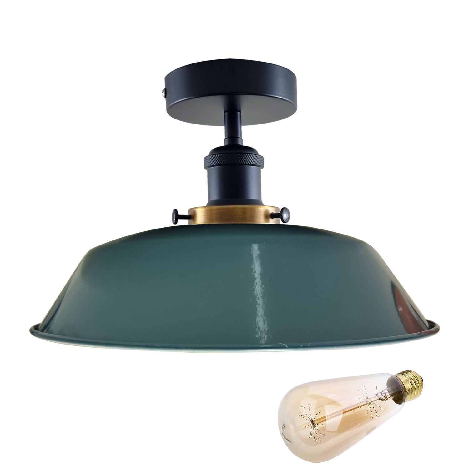 Modern Industrial Ceiling Light Fitting Flush Mount Light Metal Shade~1228-3