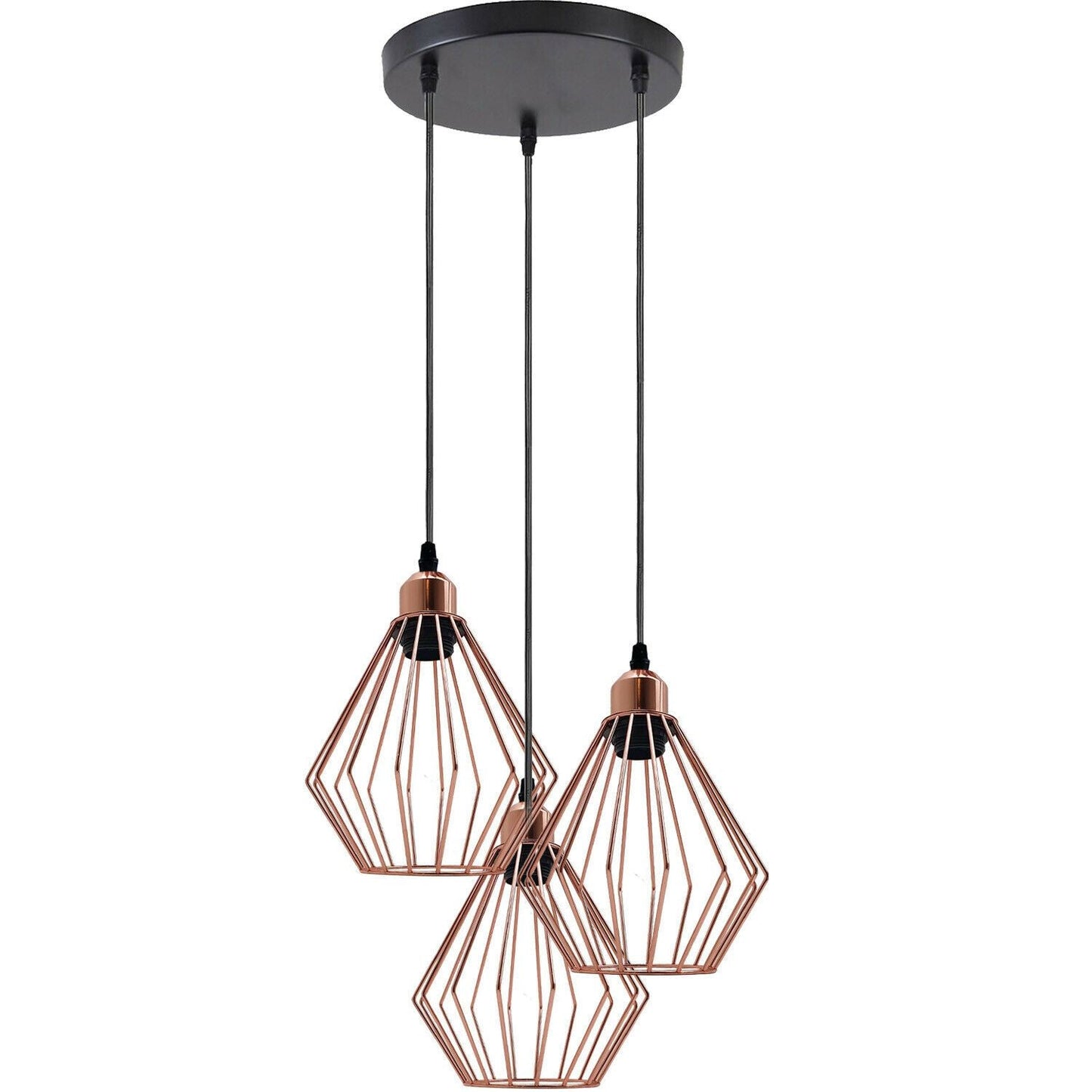 Modern Ceiling Pendant Light Cage Fitting Rose Gold Diamond Vintage Style Lights~1361-2