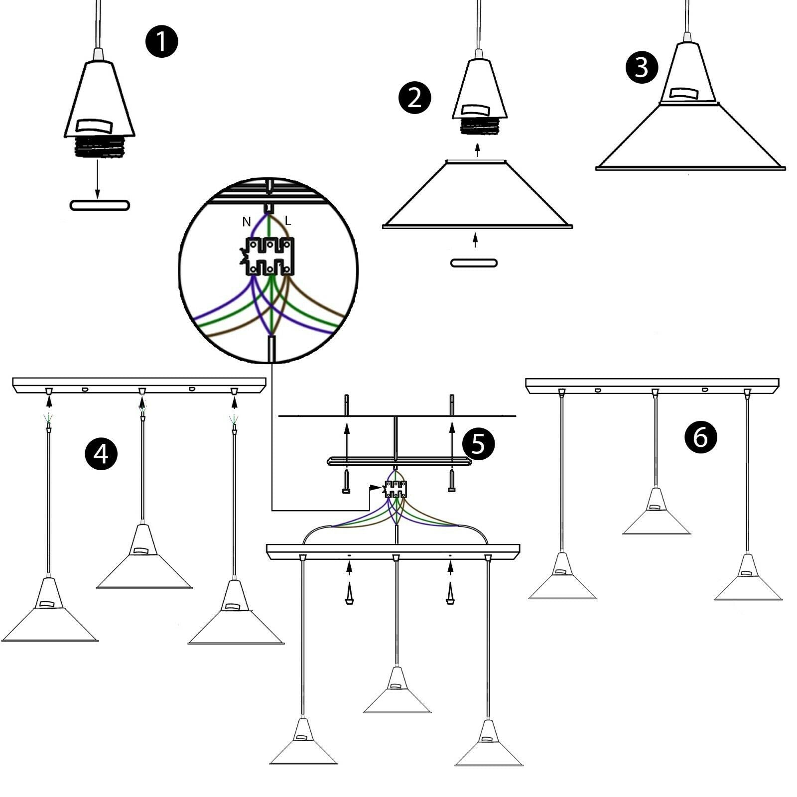 3 Head Modern Chandelier Pendant Light Shade Colour Ceiling Pendant Lampshades~2079-18