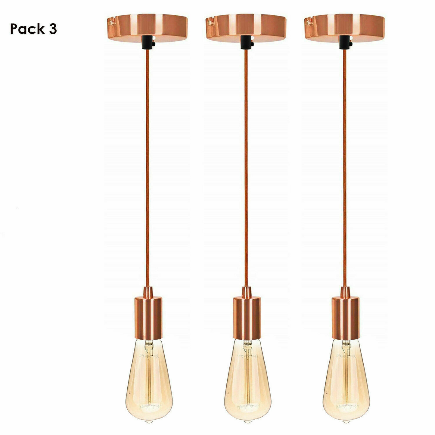 Suspended Ceiling Rose Braided Fabric Flex Rose Gold Pendant Lamp Holder Light Fitting Lighting~1252-4