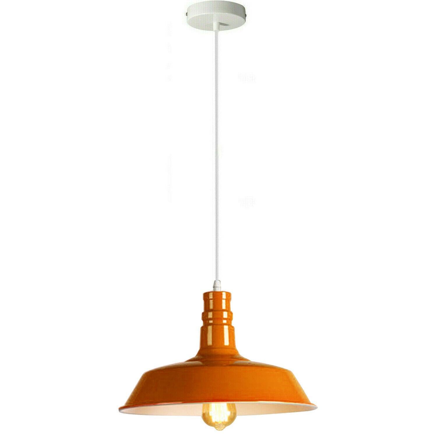 Modern Vintage Industrial E27 Retro Orange Ceiling Wall Lamp Shade Pendant Light~1433-0