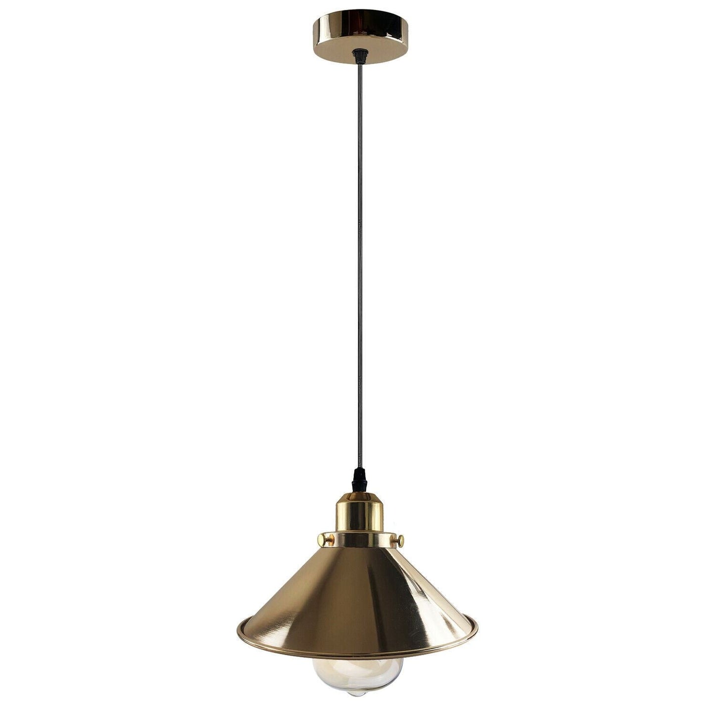 Modern Industrial French Gold Hanging Ceiling Pendant Light Metal Cone Shape Indoor Lighting For Bed Room, Kitchen, Living Room~1171-0