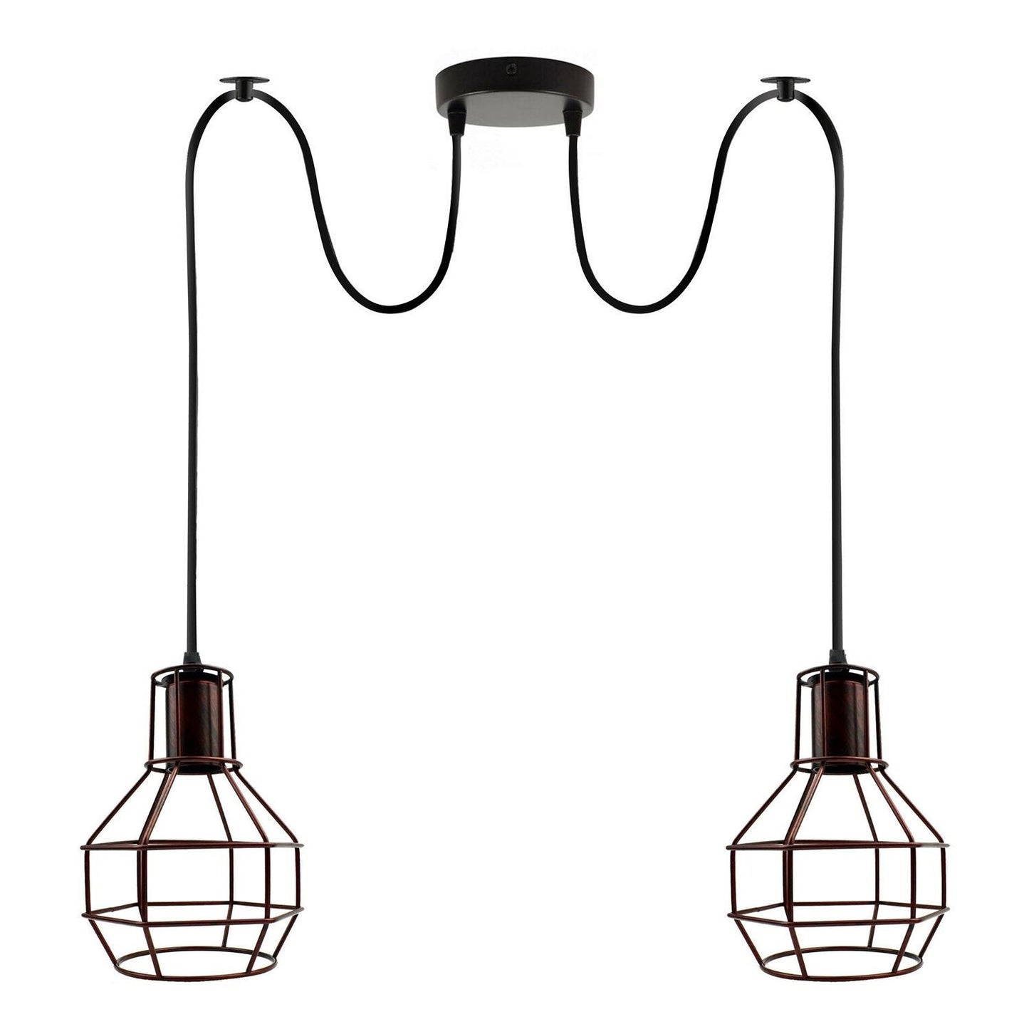 Retro Industrial 2 Way Indoor Ceiling Pendant Chandelier Hanging Light Metal Nest Cage~3390-5