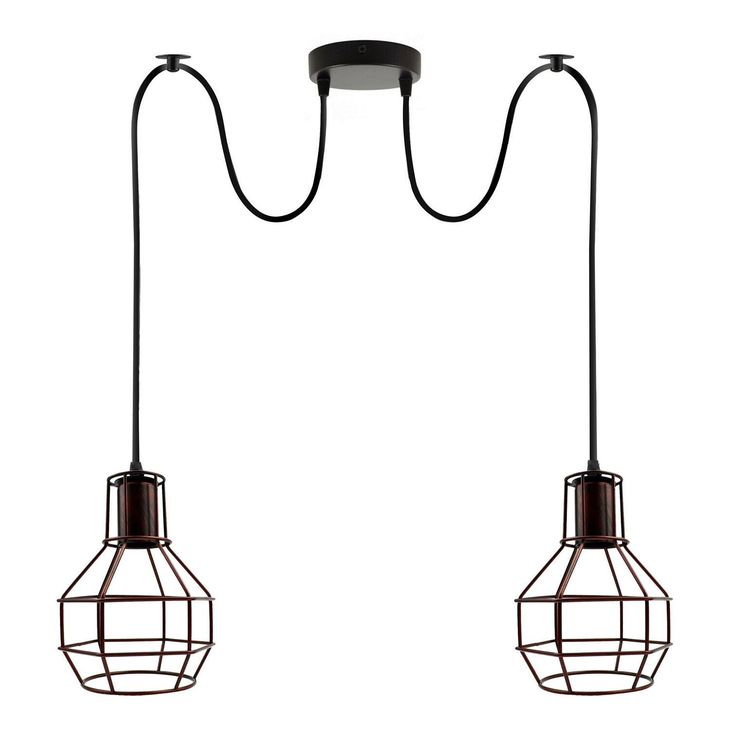 Retro Industrial 2 Way Indoor Ceiling Pendant Chandelier Hanging Light Metal Nest Cage~3390-5