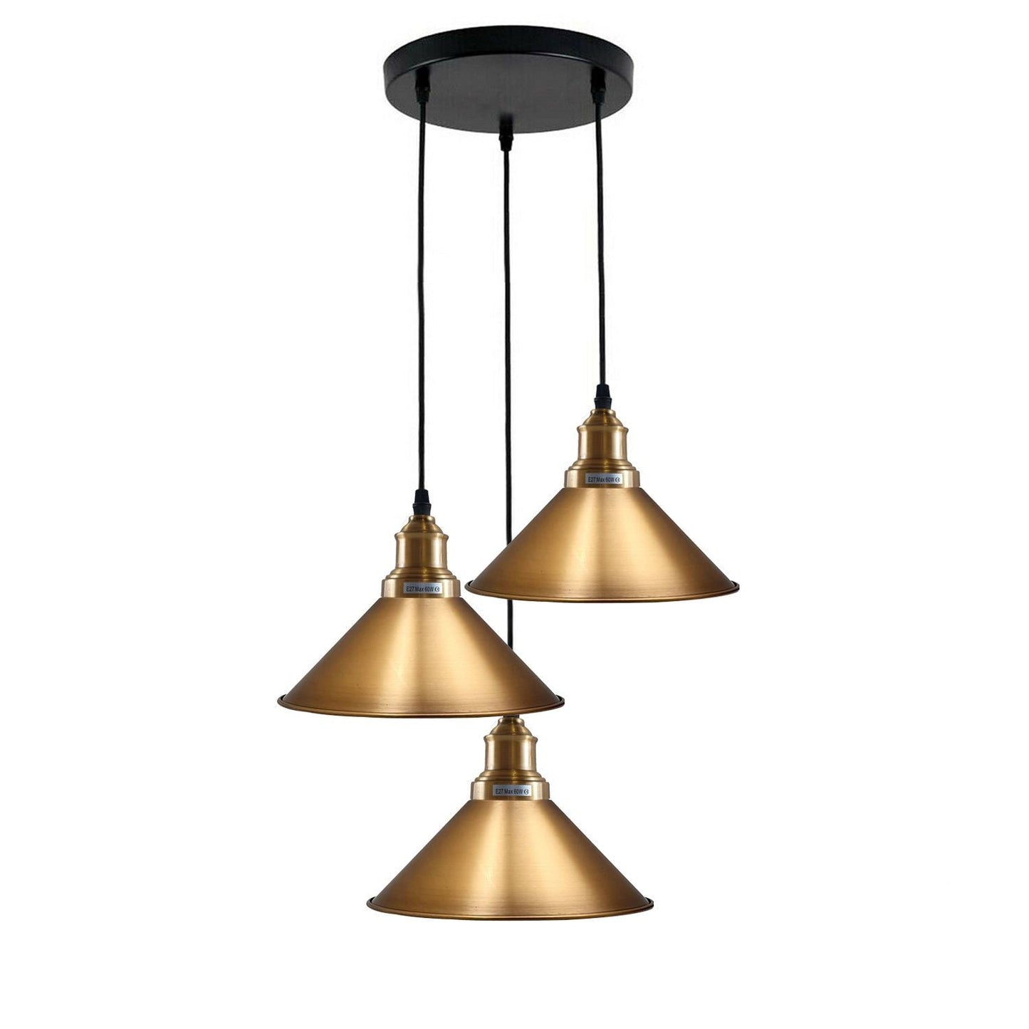 3 Head Ceiling Light, Multi Color Cluster Ceiling Hanging Lamp, Pendant Light Fixture with Cone Metal Shade~1302-4