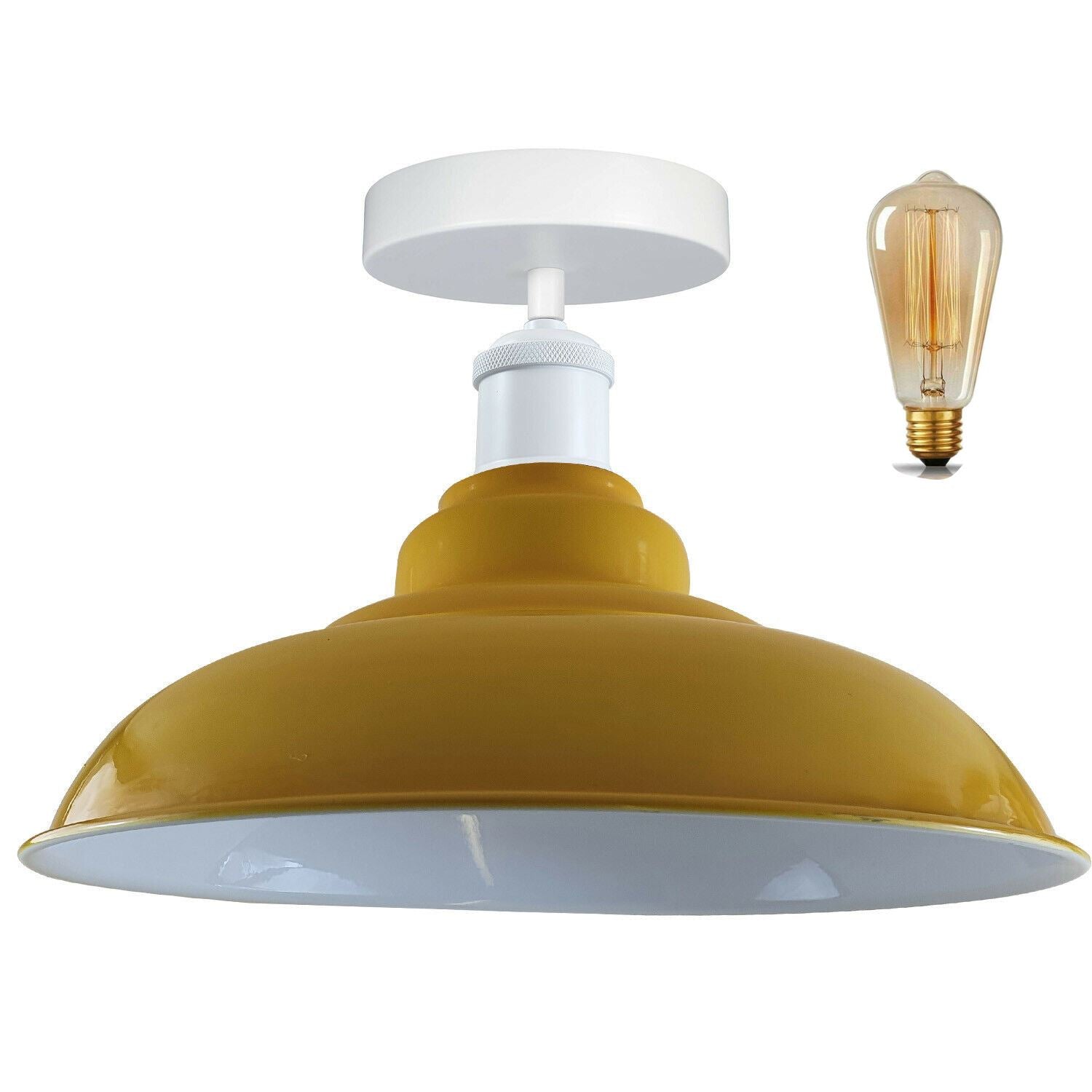 Modern Industrial Style Ceiling Light Fittings Metal Flush Mount Bowl Shape Shade Indoor Lighting, E27 Base~1192-17