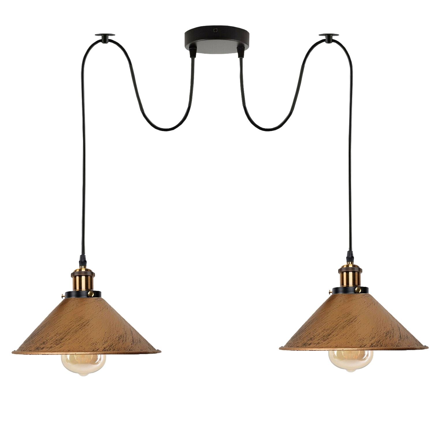 2-way Retro Industrial ceiling cable E27 Hanging lamp pendant light~3403-20